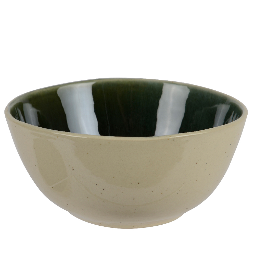 ΧΕΙΡΟΠΟΙΗΤΟ ΜΠΩΛ STONEWARE ΣΚΟΥΡΟ ΠΡΑΣΙΝΟ ΚΑΙ ΜΠΕΖ Δ15,5ΧΗ6,80-KAEMINGK-833226